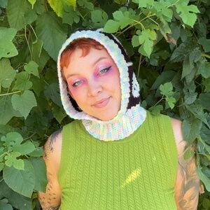 Rainbow and Black Acrylic Skull Balaclava